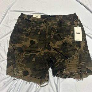 American Bazi High Waist Ripped Camo Shorts